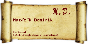 Mazák Dominik névjegykártya